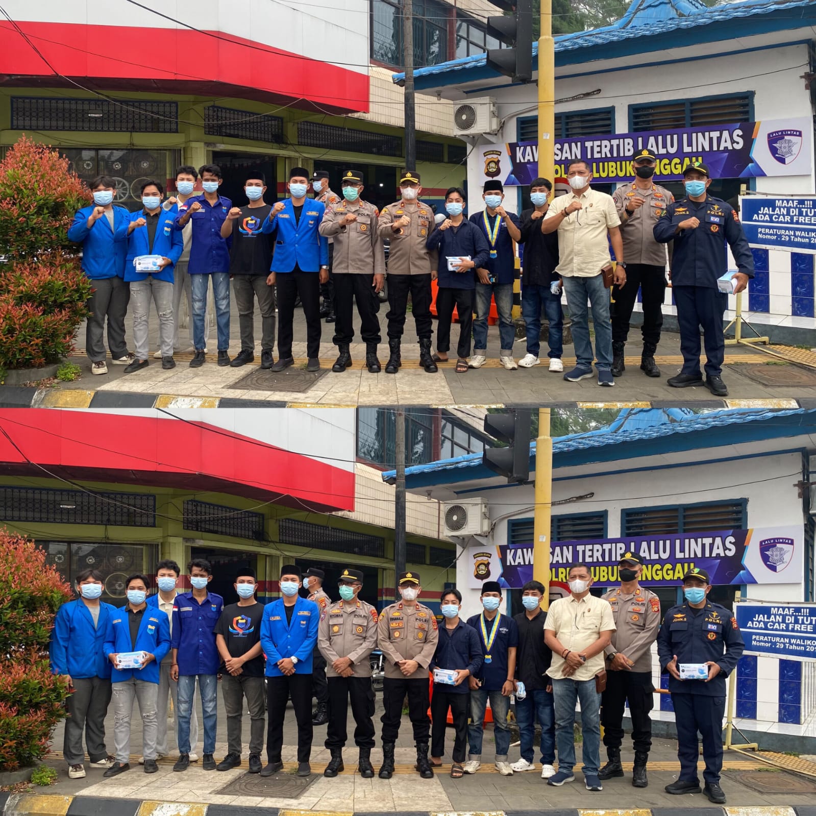 PC PMII Lubuklinggau Bersama Polres Bagikan Masker di Simpang RCA, Peduli Dampak Asap Karhutla